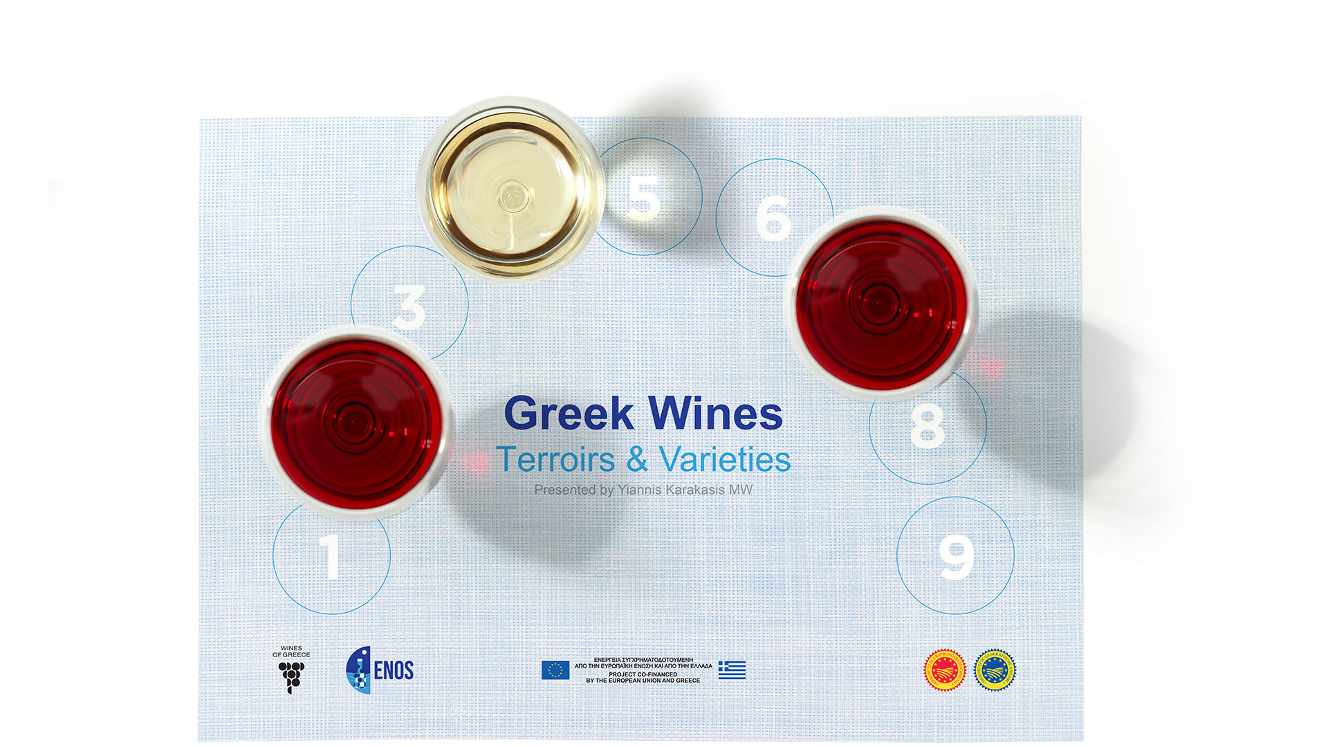 Greek Wine Soupla Top View Red White Wine