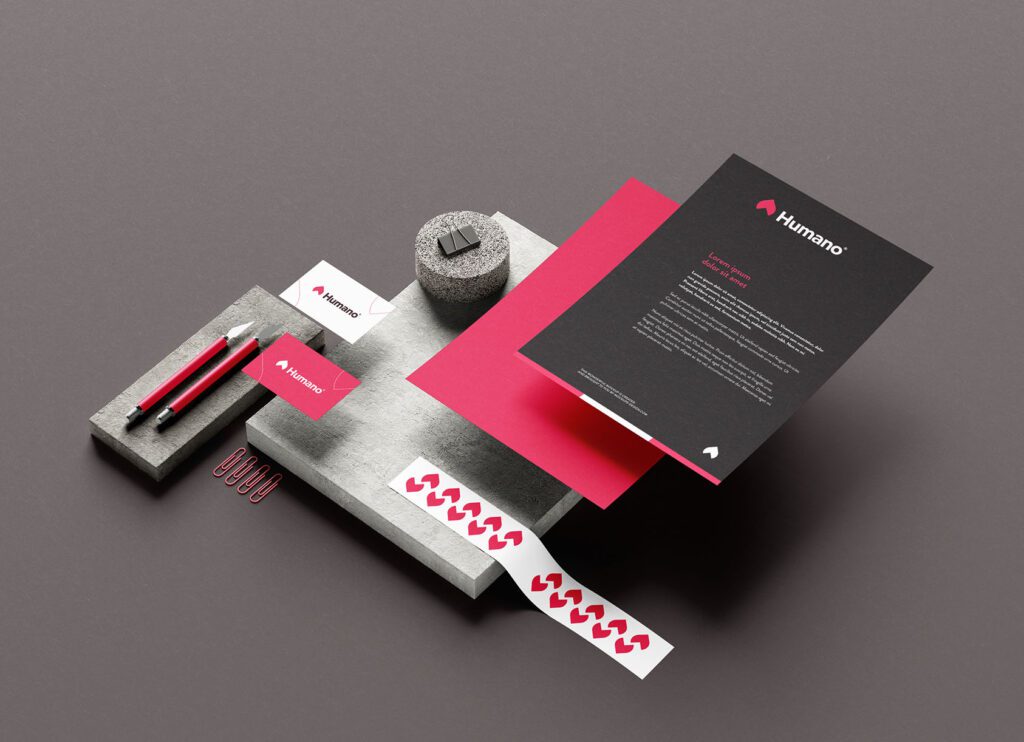 Humano Hr Company Logo Branding Implementations Paper A4 Cards