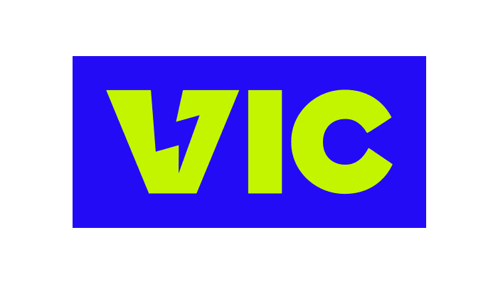 Vic Project Secondary Lime Logo Blue Background